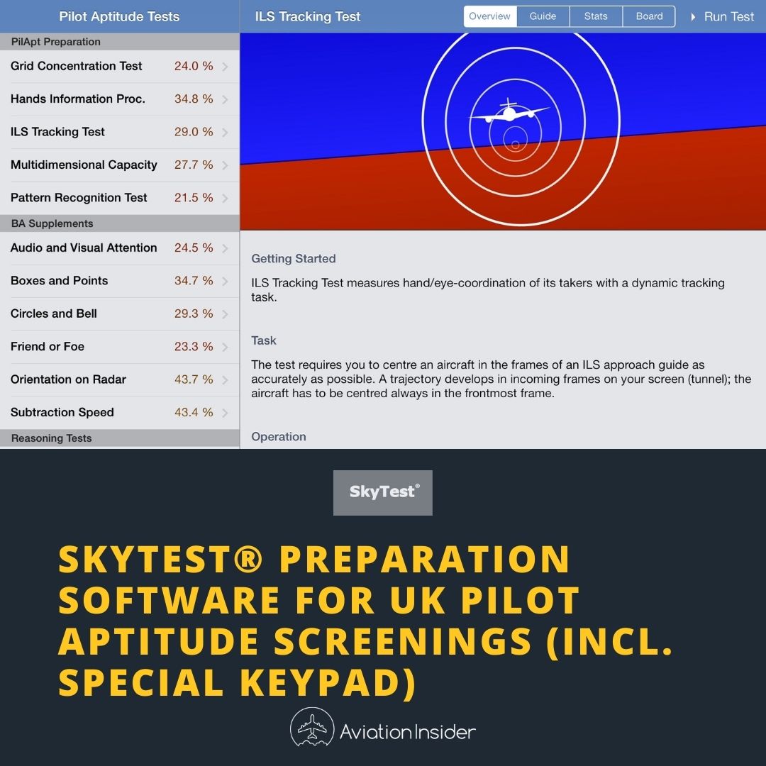 SkyTest® Preparation Software for UK Pilot Aptitude Screenings (incl. special keypad)